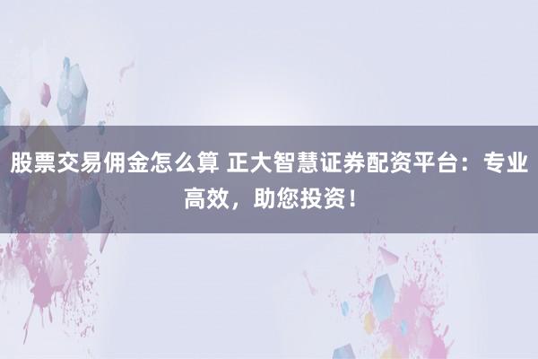 股票交易佣金怎么算 正大智慧证券配资平台：专业高效，助您投资！