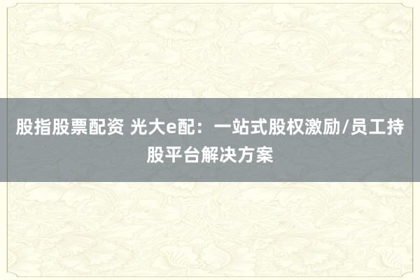 股指股票配资 光大e配：一站式股权激励/员工持股平台解决方案