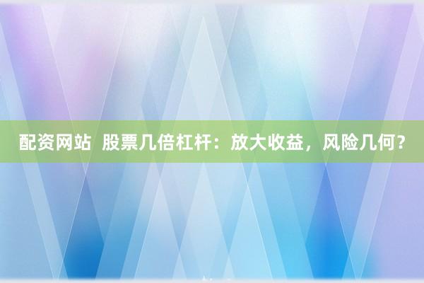 配资网站  股票几倍杠杆：放大收益，风险几何？