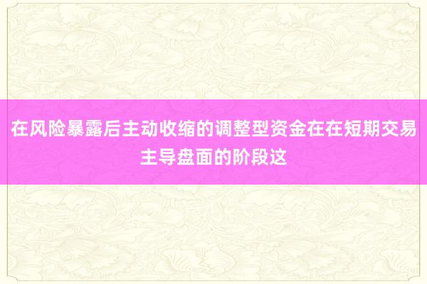 在风险暴露后主动收缩的调整型资金在在短期交易主导盘面的阶段这