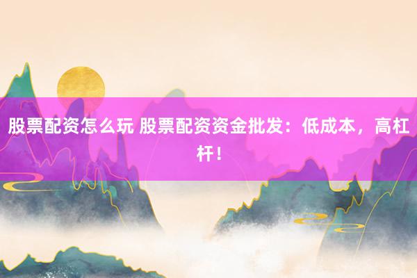 股票配资怎么玩 股票配资资金批发：低成本，高杠杆！