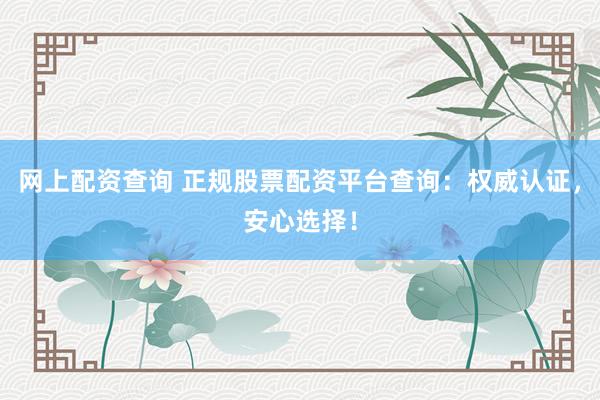 网上配资查询 正规股票配资平台查询:权威认证,安心选择!