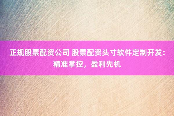 正规股票配资公司 股票配资头寸软件定制开发:精准掌控,盈利先机