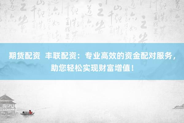 期货配资  丰联配资：专业高效的资金配对服务，助您轻松实现财富增值！