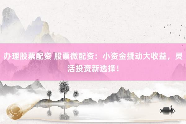 办理股票配资 股票微配资：小资金撬动大收益，灵活投资新选择！