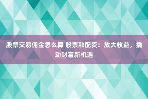 股票交易佣金怎么算 股票融配资：放大收益，撬动财富新机遇