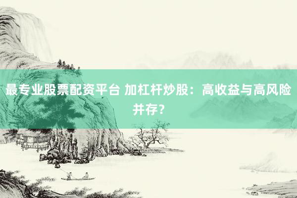 最专业股票配资平台 加杠杆炒股：高收益与高风险并存？