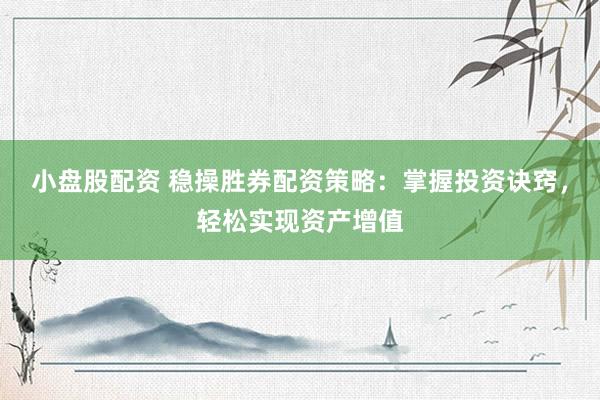 小盘股配资 稳操胜券配资策略:掌握投资诀窍,轻松实现资产增值